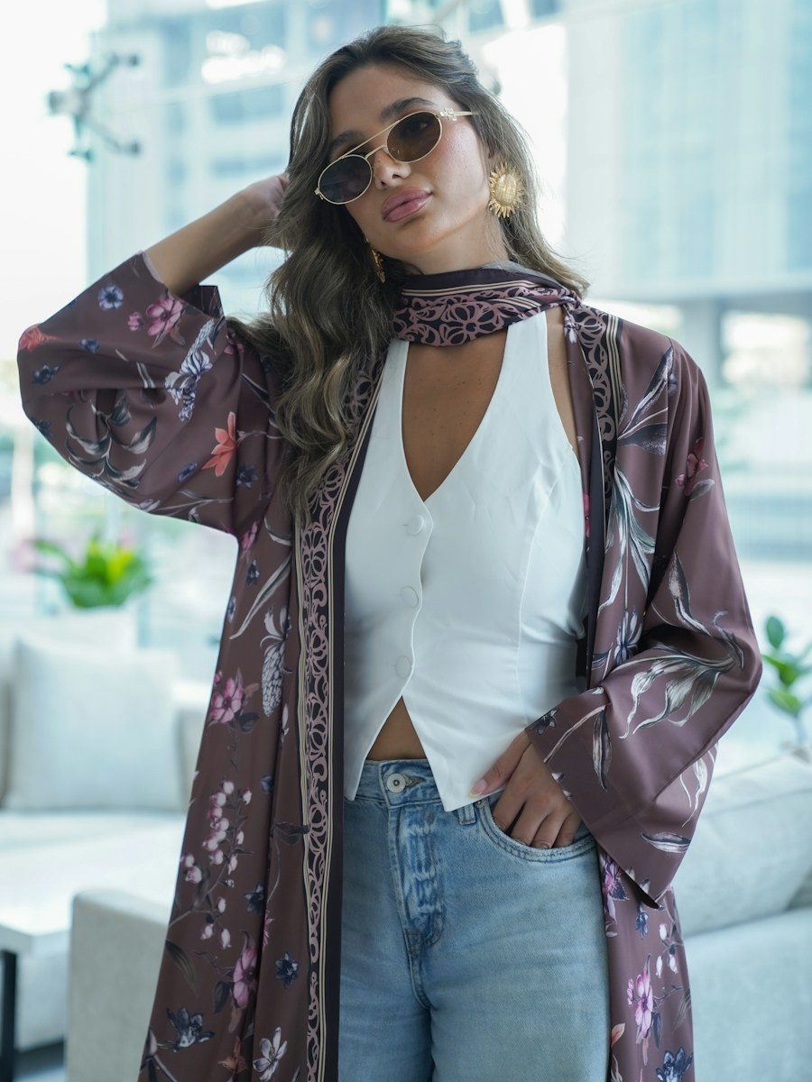 Kimono Vinho Floral